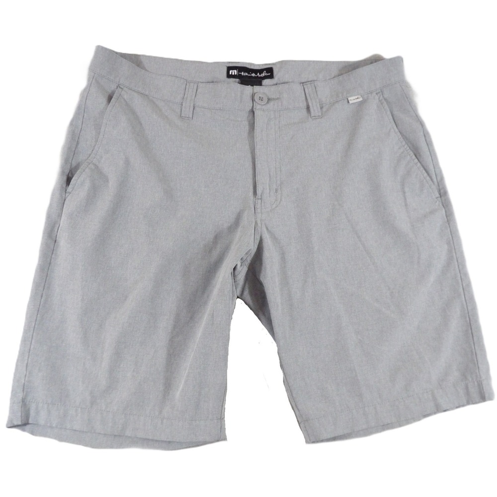 TravisMathew Beck Golf Shorts Men 34 Gray Performance Hybrid Stretch Flat Front